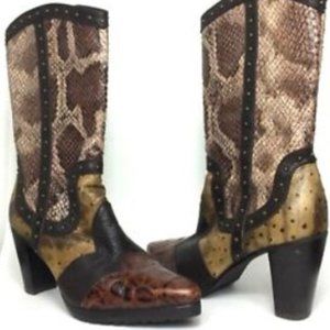 Stuart Weitzman DESIGNER Western Luxury Boots Python Alligator Ostrich L…
